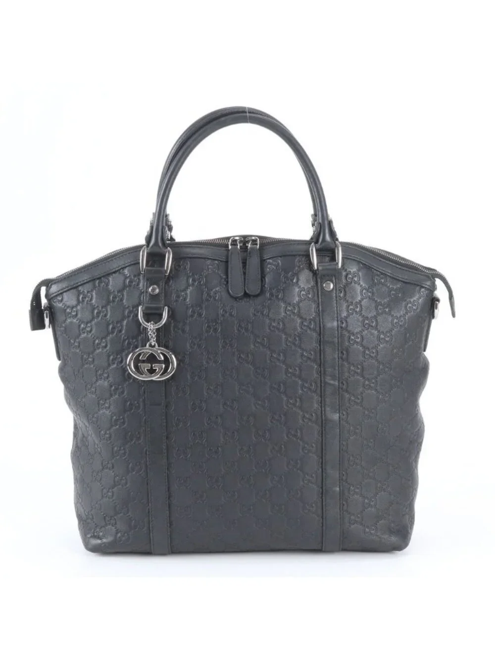 Gucci Guccissima Leather Handbag Tote Black GG